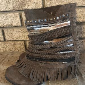 Naughty Monkey Poncho Fringe Boots